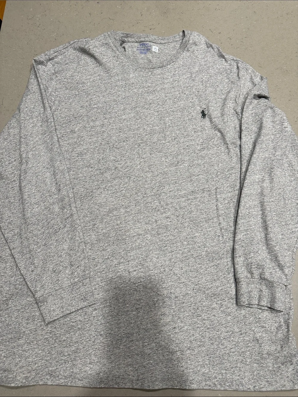 Polo by Ralph Lauren Men's Light Heather Gray Long-Sleeve Crew Tee, new